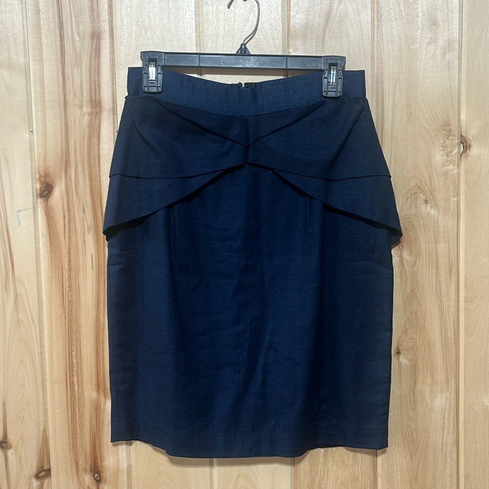 Anthropologie Girls From Savoy Navy Linen Blend Pencil‎ Skirt Size 8
